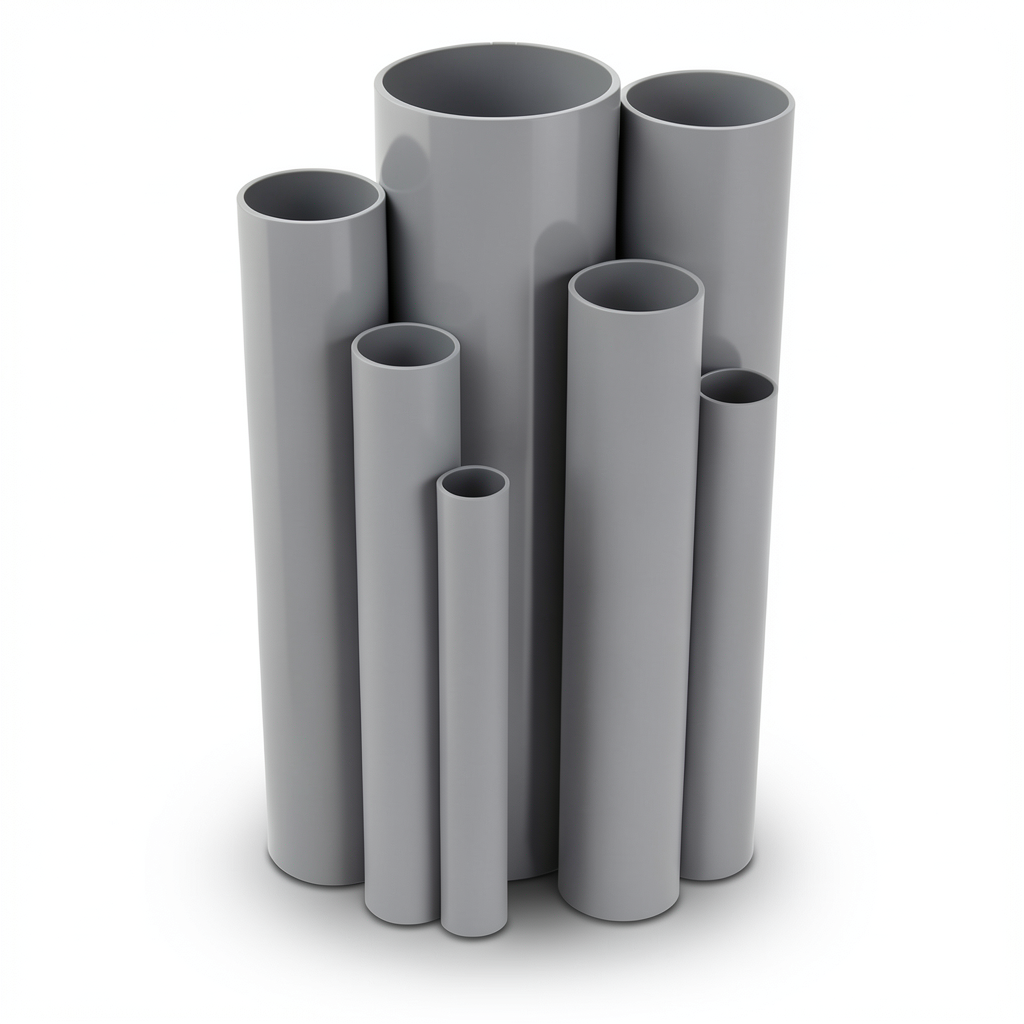 مواسير UPVC مقاس 6 إنش سمك 6.48 مم ضغط اسمي 11 بار لون رمادي