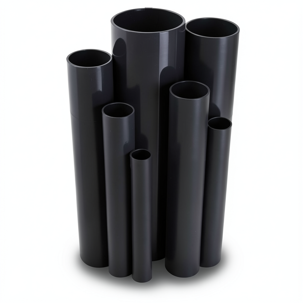 مواسير UPVC مقاس 6 إنش سمك 6.48 مم ضغط 11 بار لون اسود