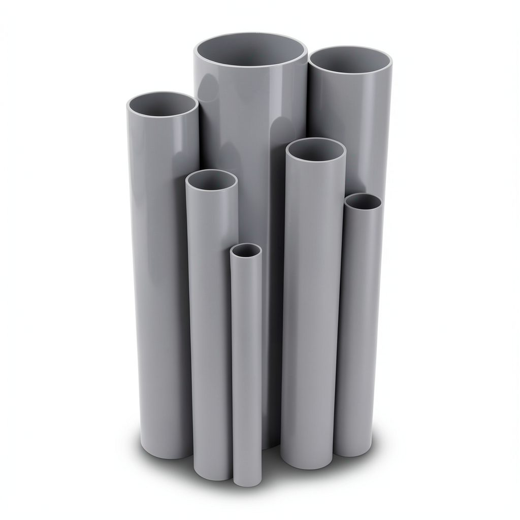 مواسير UPVC مقاس 6 إنش ضغط 6.9 بار سمك 4.11 مم لون رمادي