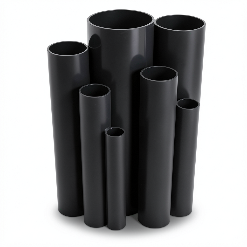 مواسير UPVC مقاس 6 إنش ضغط 21.7 بار سمك 12.47 مم لون اسود