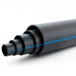 مواسير HDPE ضغط  6 بار [PE 100] قطر خارجي 200 مم  SDR 26  لون اسود مع خط ازرق | مصنع المنى