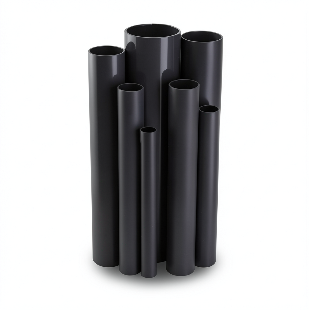 مواسير UPVC مقاس 4 إنش سمك 8.46 مم ضغط 21.7 بار لون اسود