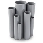 مواسير UPVC مقاس 6 إنش سمك 5.18 مم ضغط 8.6 بار لون رمادي