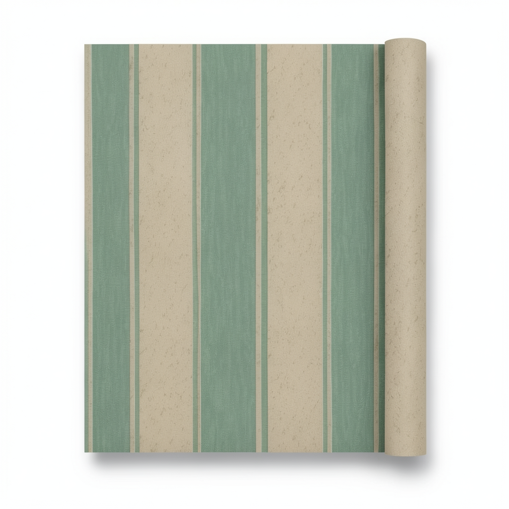 German Wall Decoration Wallpaper 10m x 0.73m Green with Beige