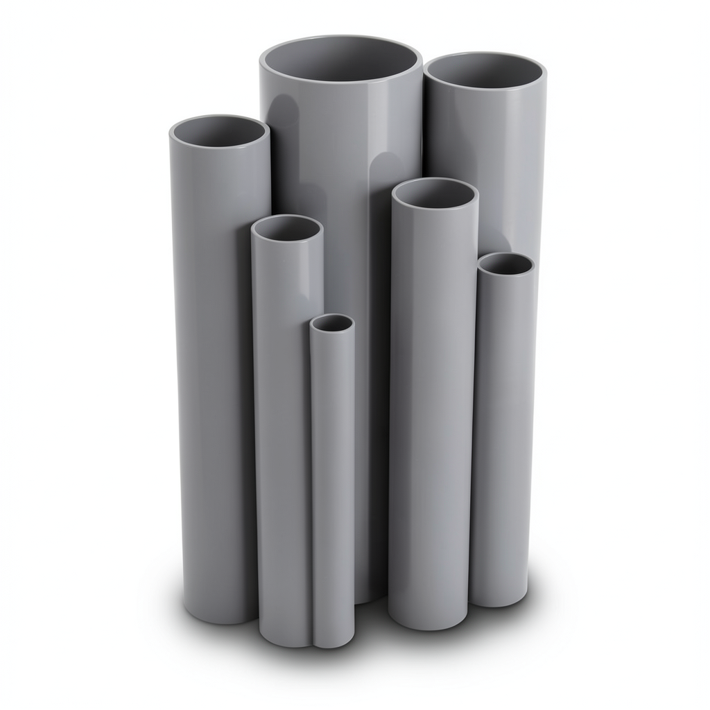 مواسير UPVC مقاس 6 إنش سمك 6.48 مم ضغط اسمي 11 بار لون رمادي