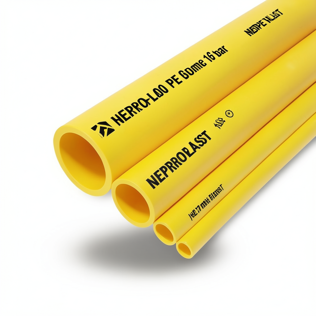 HDPE Pipes PE 100 Pressure 16 Bar 250 mm Diameter 22.7 mm Thickness Yellow | NEPROPLAST