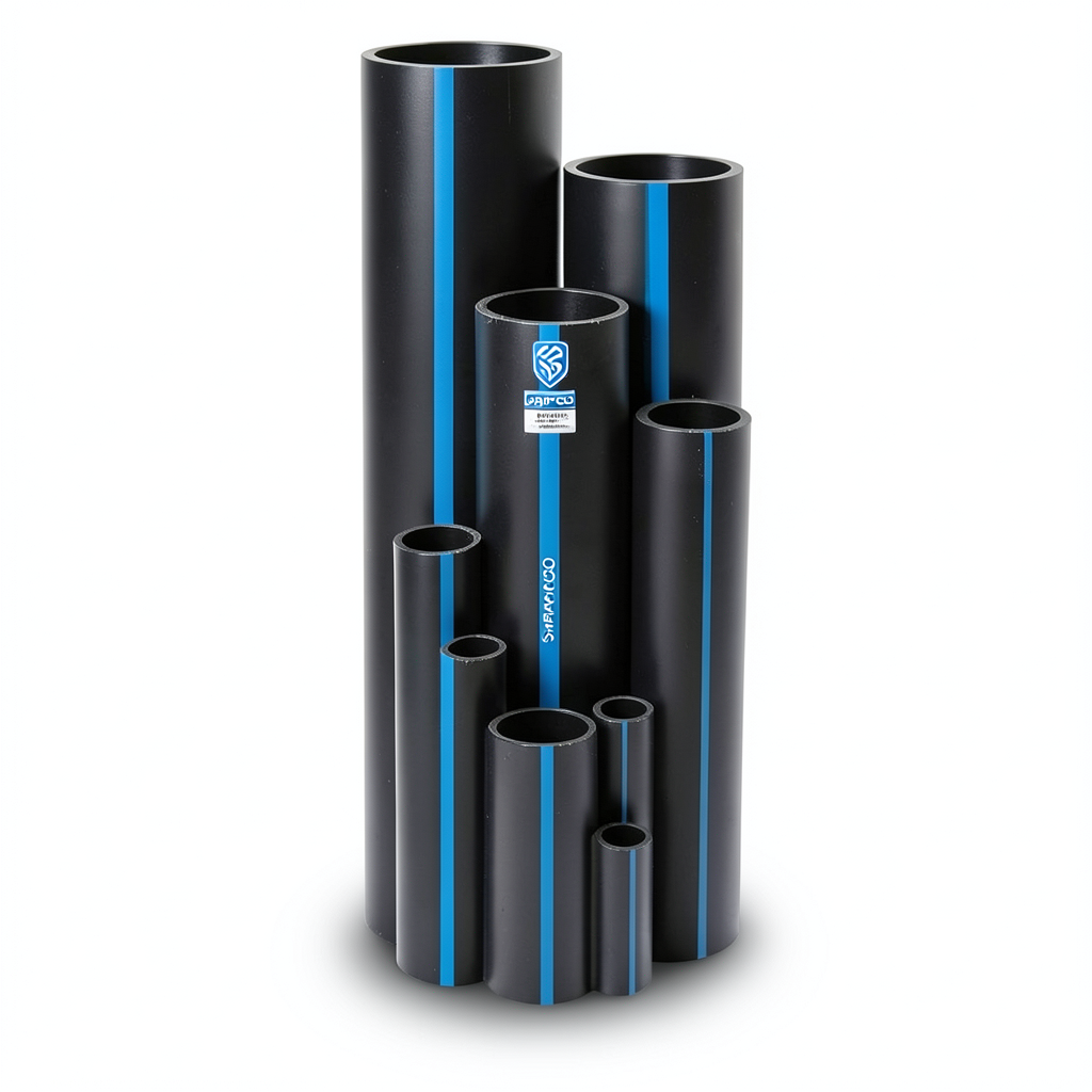 Sappco HDPE Pipe PE 100 Size (OD) 200 mm Thickness 9.6 mm Black | SAPPCO