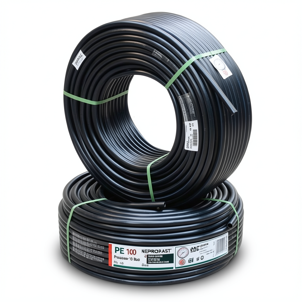 أنابيب HDPE PE 100 ضغط 10 بار قطر خارجي 50 مم سمك 3.0 مم لون اسود | نيبروبلاست
