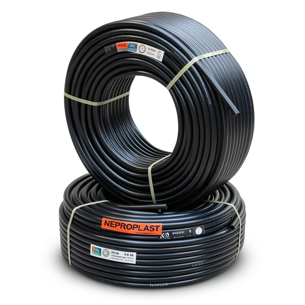 أنابيب HDPE PE 100 ضغط 10 بار قطر خارجي 63 مم سمك 3.8 مم لون أسود | نيبروبلاست
