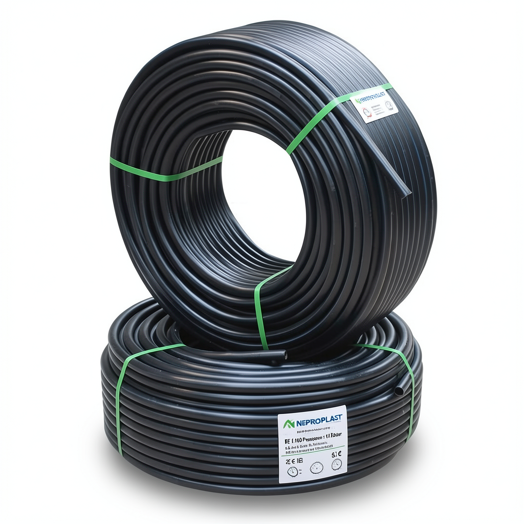 HDPE Pipes PE 100 Pressure 10 Bar 125 mm Diameter 7.4 mm Thickness Black | NEPROPLAST