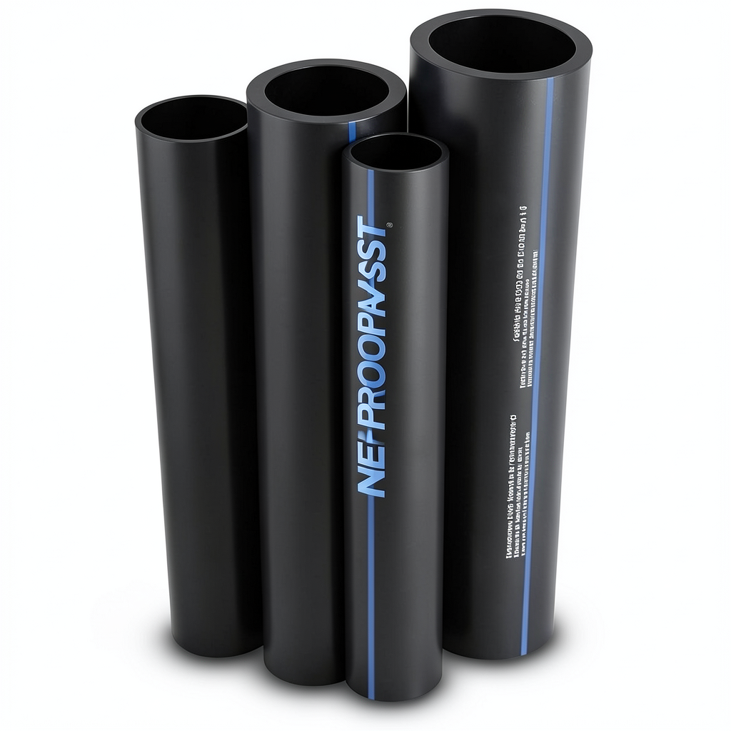 HDPE Pipes PE 100 Pressure 10 Bar Outside Diameter 180 mm Thickness 10.7 mm Black | NEPROPLAST