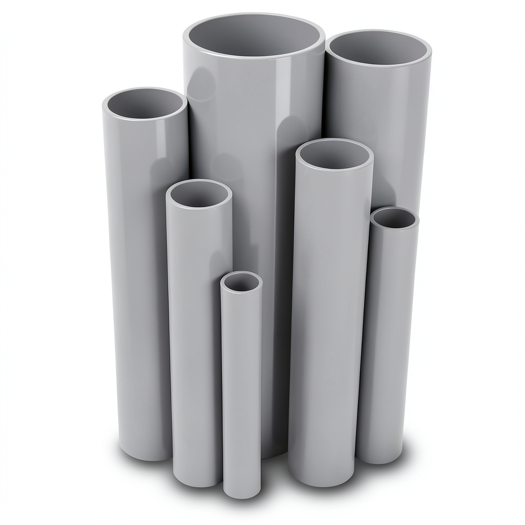 مواسير UPVC مقاس 6 إنش ضغط 13.8 بار سمك 8.03 مم لون رمادي