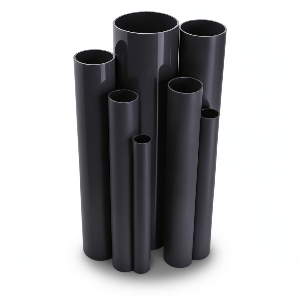 مواسير UPVC مقاس 6 إنش سمك 9.91 مم ضغط 17.2 بار لون اسود