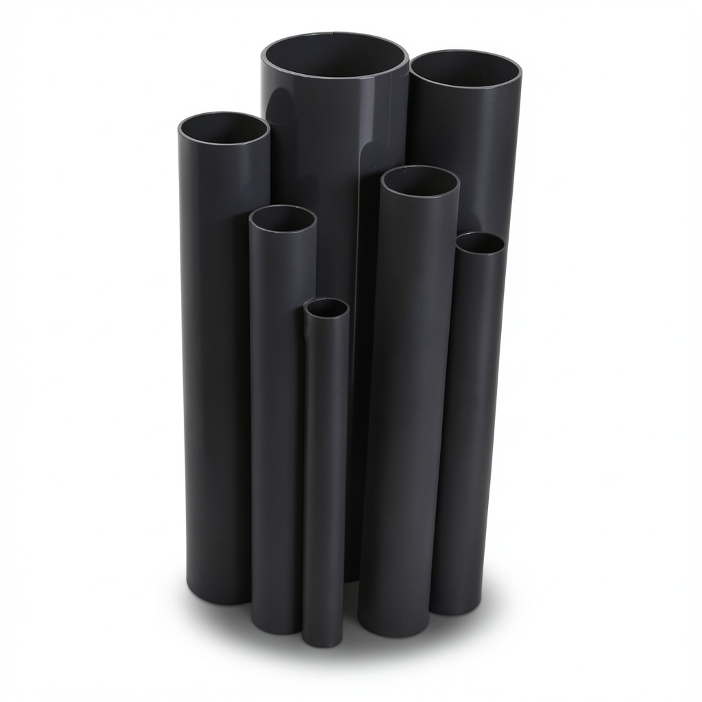مواسير UPVC مقاس 8 إنش سمك 6.73 مم ضغط 8.6 بار لون اسود