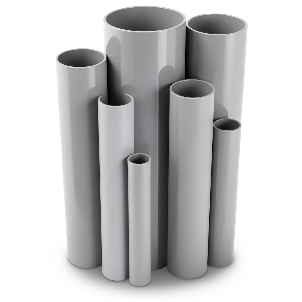 مواسير UPVC ضغط 6.9 بار مقاس 8 إنش سمك 5.33 مم لون رمادي