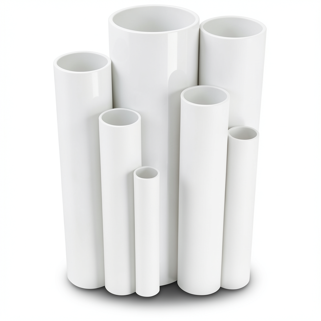 مواسير UPVC ضغط 11 بار مقاس 8 إنش سمك 8.43 مم لون أبيض