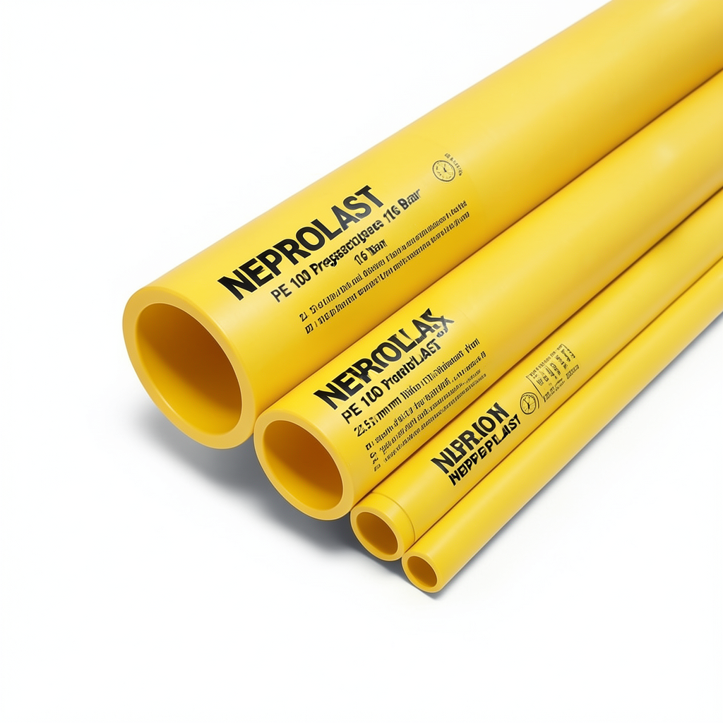 HDPE Pipes PE 100 Pressure 16 Bar 225 mm Diameter 20.5 mm Thickness Yellow | NEPROPLAST