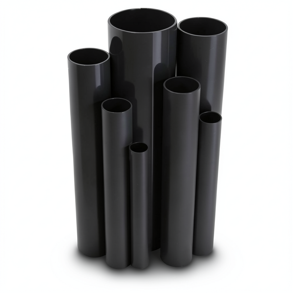 مواسير UPVC ضغط 11 بار مقاس 8 إنش سمك 8.43 مم لون اسود