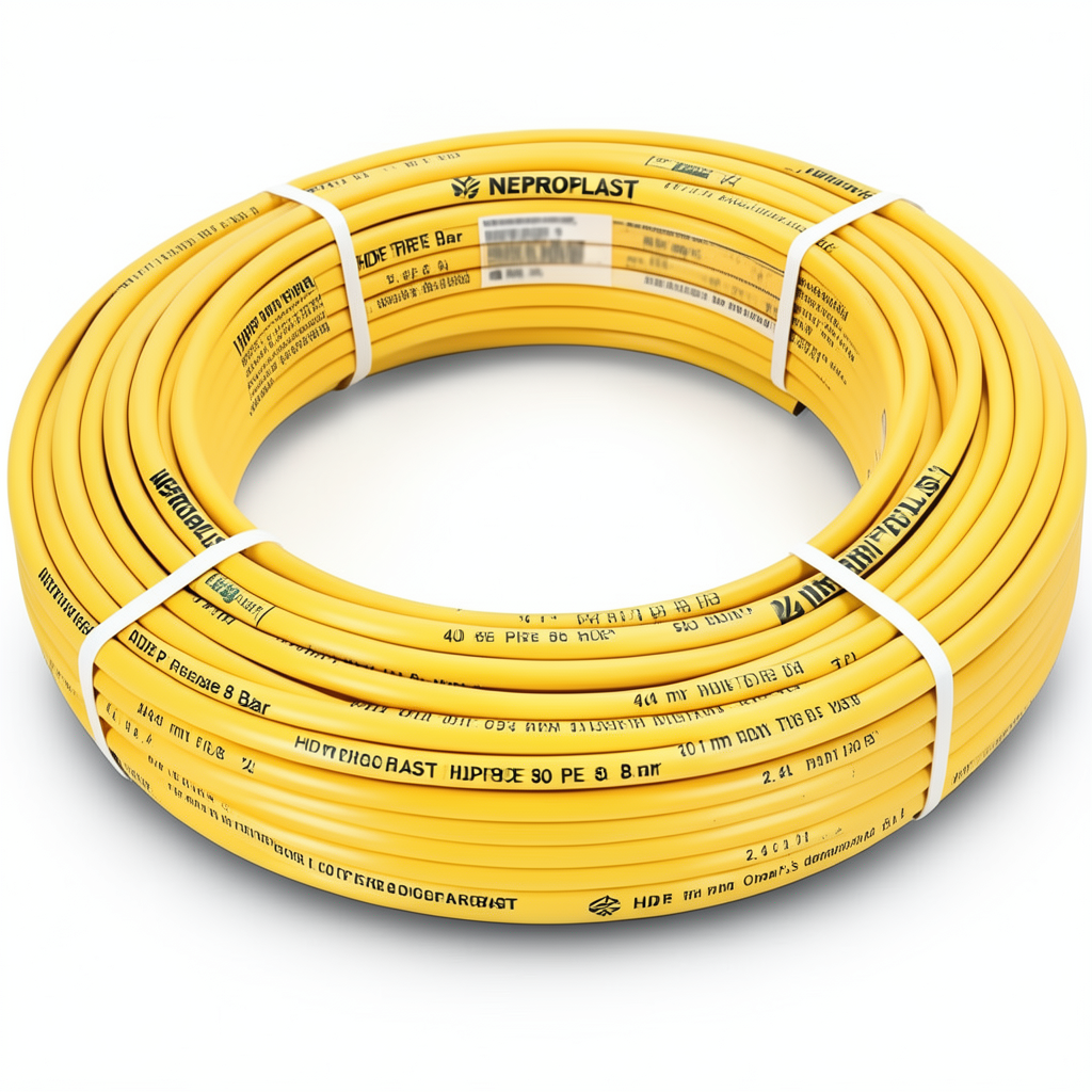 أنابيب HDPE PE 80 ضغط 8 بار قطر 40 مم سمك 2.4 مم لون أصفر | نيبروبلاست