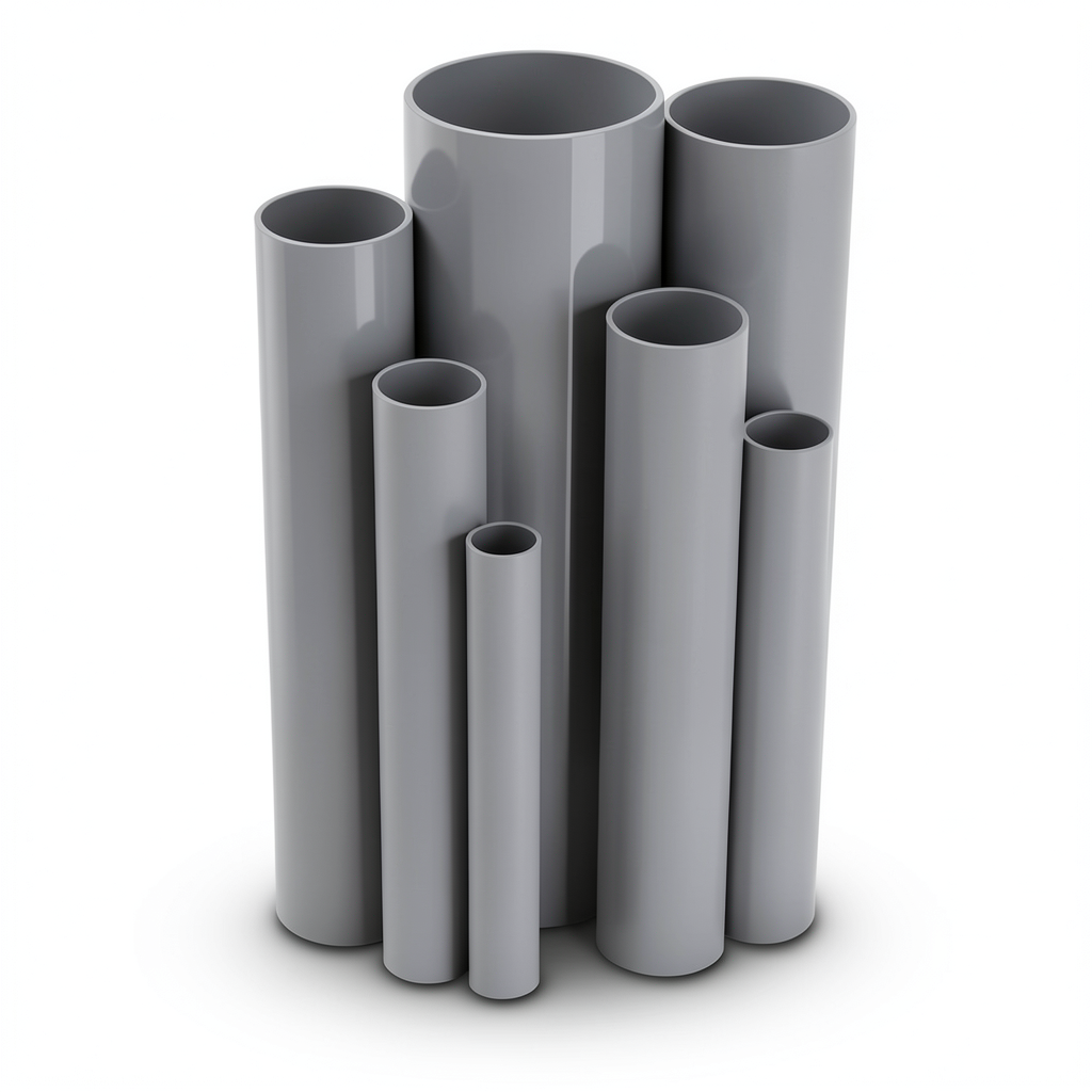مواسير UPVC ضغط 13.8 بار مقاس 8 إنش سمك 10.41 مم لون رمادي