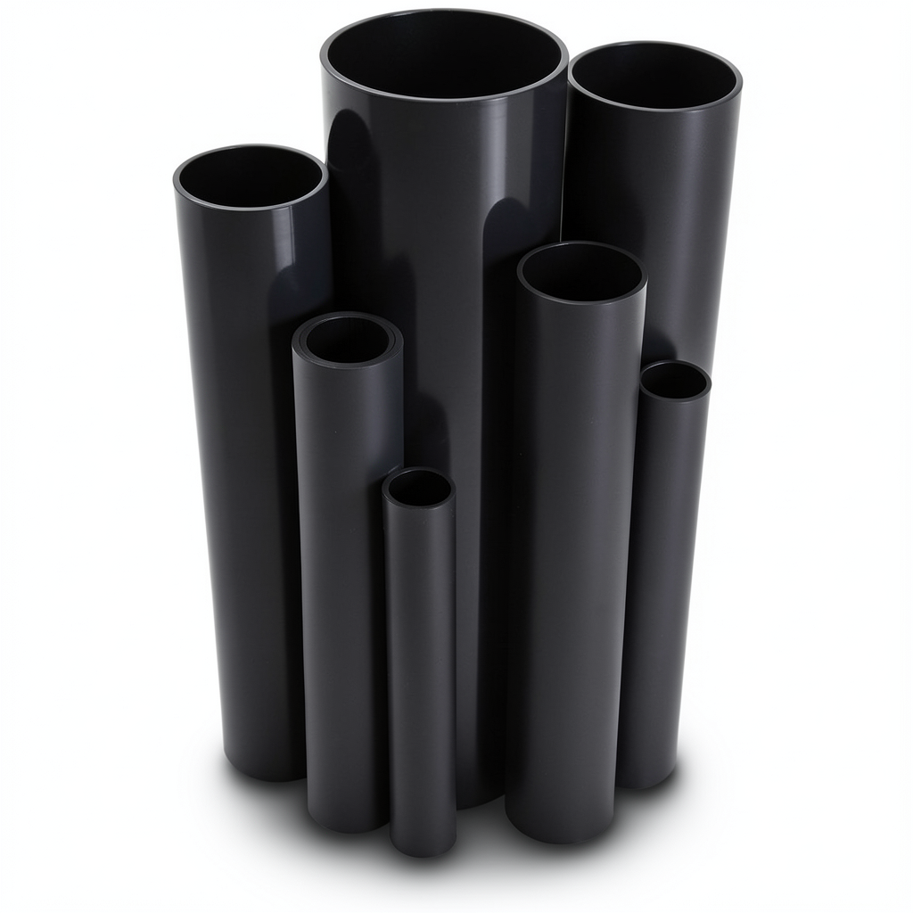 مواسير UPVC مقاس 8 إنش سمك 10.41 مم ضغط 13.8 بار لون اسود
