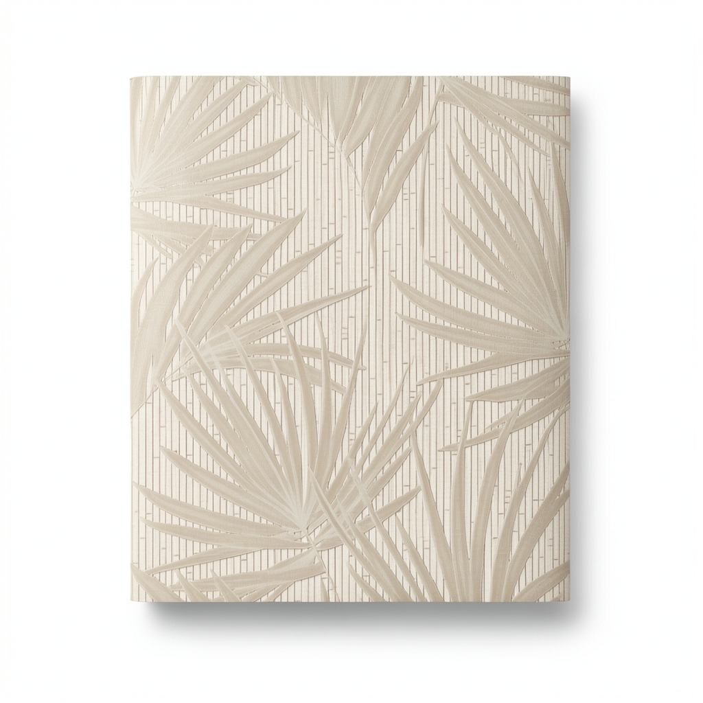 Italian Wall Covering Leaf Pattern 10m x 0.53m Beige