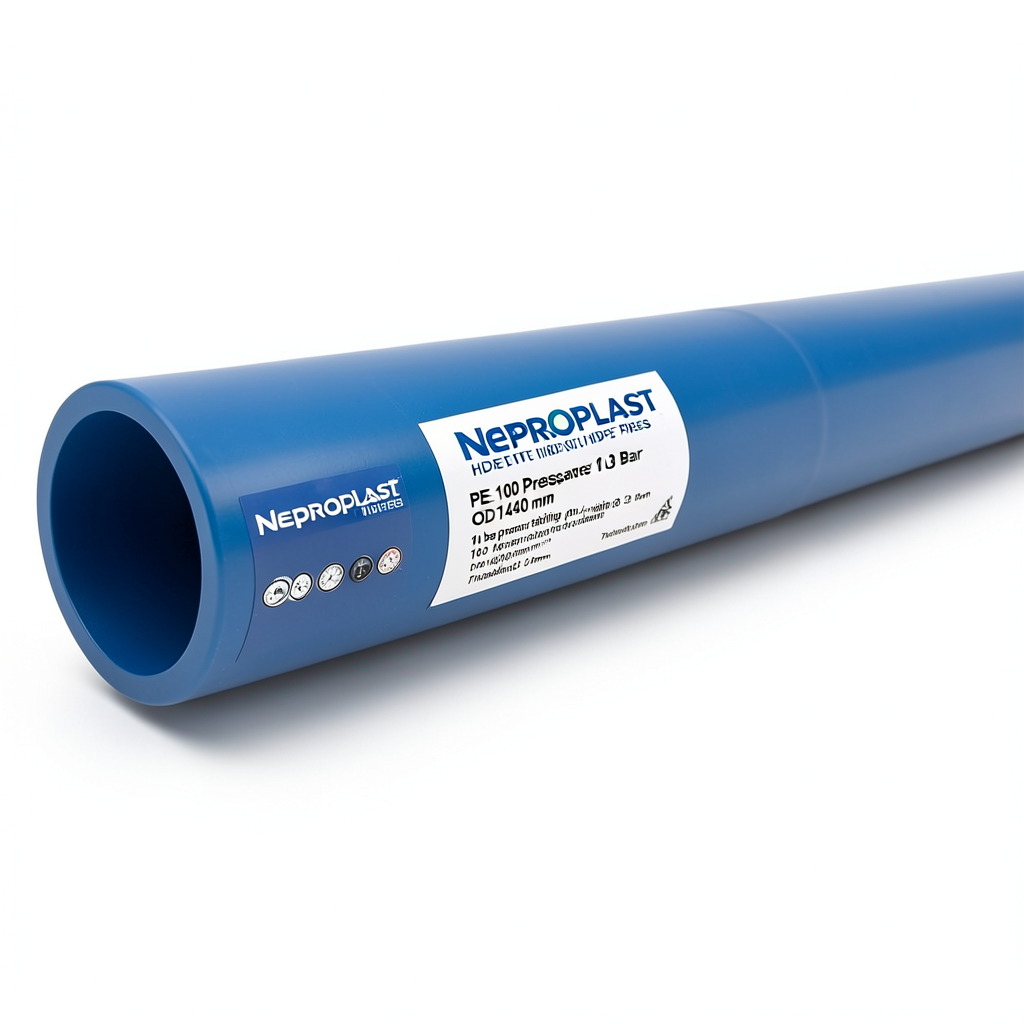أنابيب HDPE نيبروبلاست PE 100 ضغط 10 بار قطر خارجي 140 مم سمك 8.3 مم لون ازرق | نيبروبلاست
