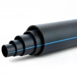 HDPE Plastic Pipe  Nominal Pressure 8 Bar [PE 80] OD 315 mm  SDR 17  Color Black with Blue Stripes | Almona Factory