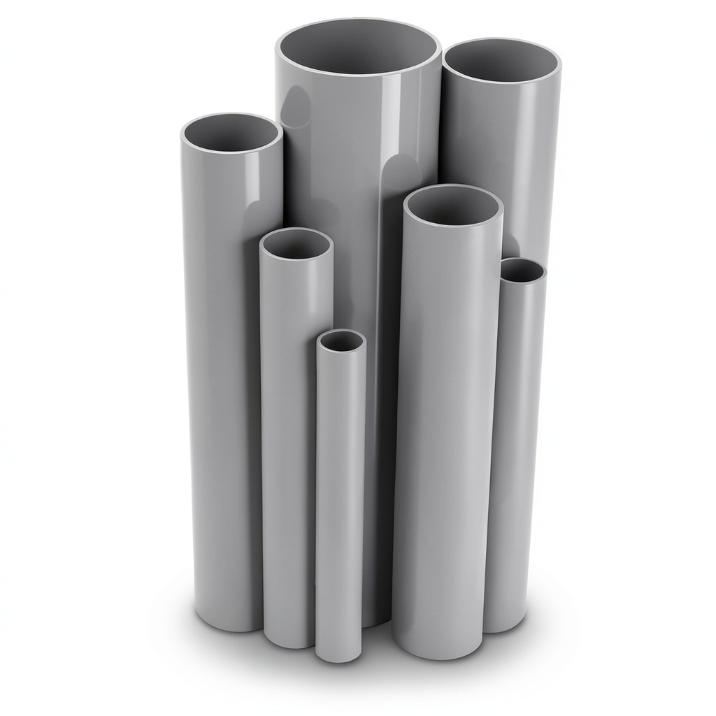 مواسير UPVC مقاس 6 إنش ضغط 13.8 بار سمك 8.03 مم لون رمادي