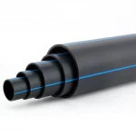 أنابيب HDPE ضغط  12.5 بار [PE 100] قطر خارجي 200 مم  SDR 13.6  لون اسود مع خط ازرق | مصنع المنى