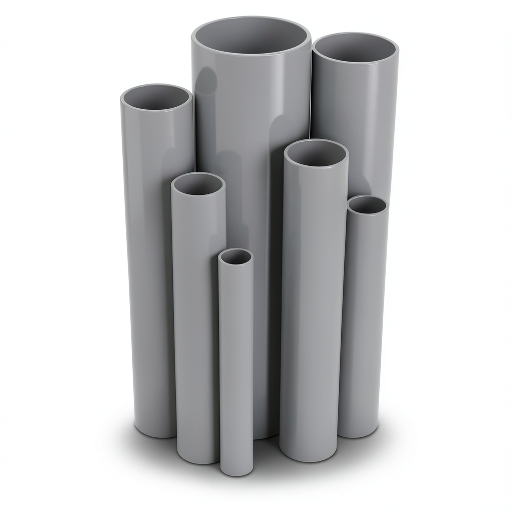 مواسير UPVC ضغط اسمي 17.2 بار مقاس 6 إنش سمك 9.91 مم لون رمادي