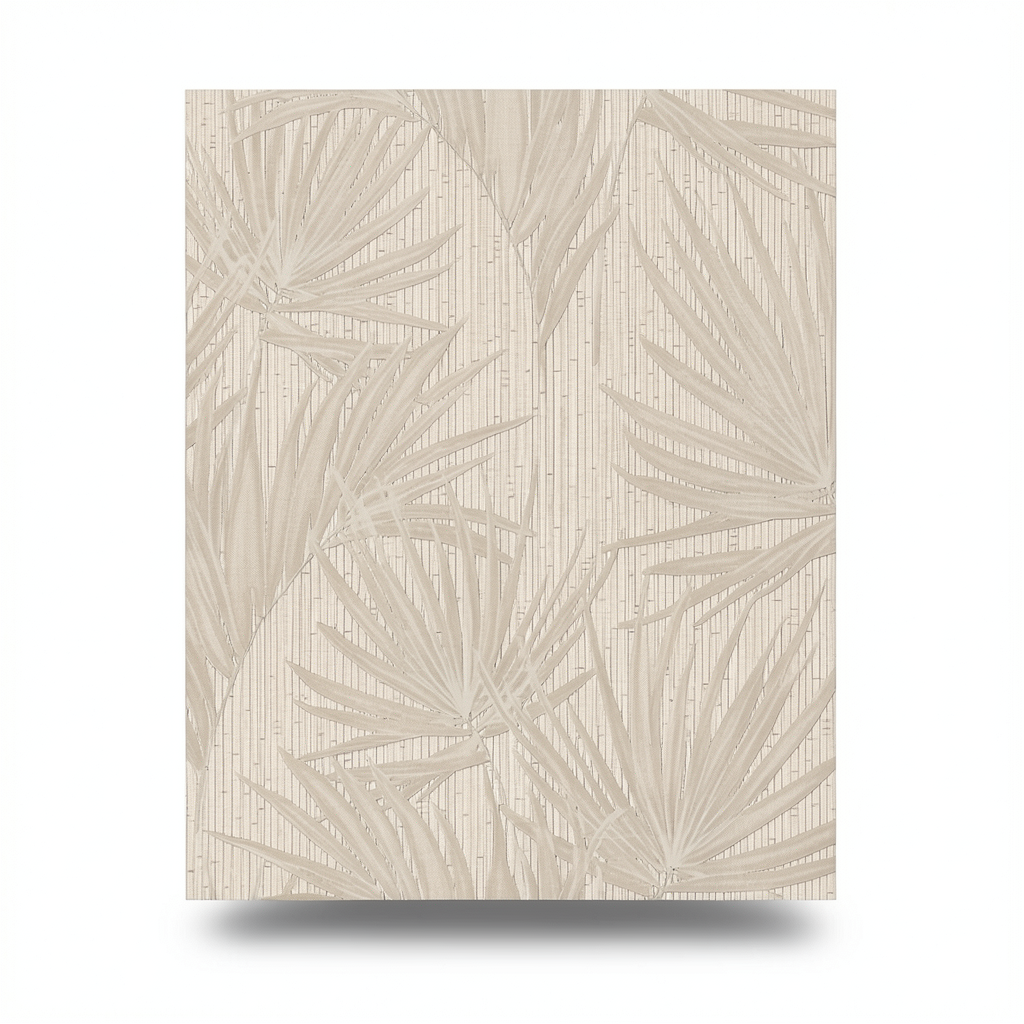 Italian Wall Covering Leaf Pattern 10m x 0.53m Beige