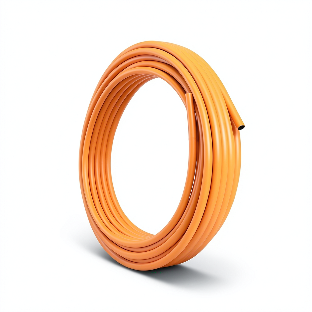 لفة أنابيب HDPE ضغط 6 بار PE 100، قطر خارجي 20 مم، سماكة 2.3 مم، لون برتقالي
