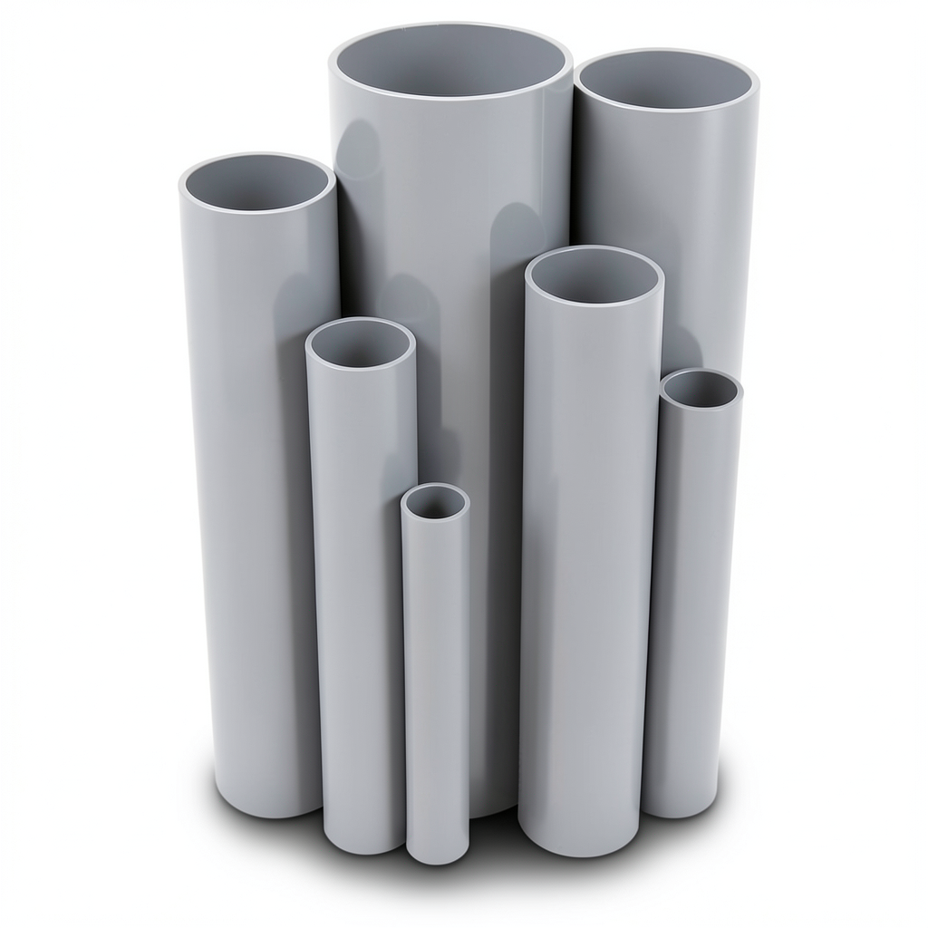 مواسير UPVC مقاس 8 إنش سمك 8.43 مم ضغط 11 بار لون رمادي