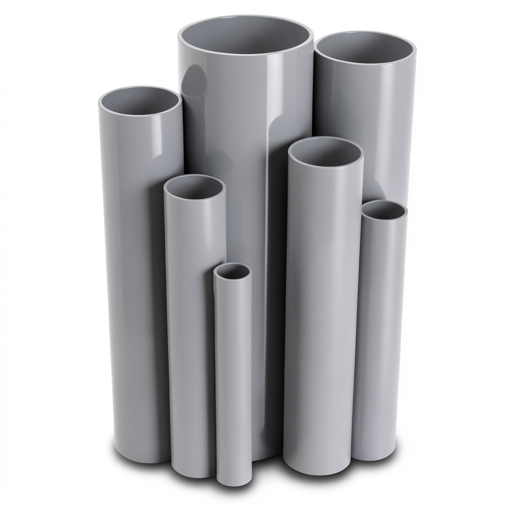 مواسير UPVC ضغط 13.8 بار مقاس 8 إنش سمك 10.41 مم لون رمادي