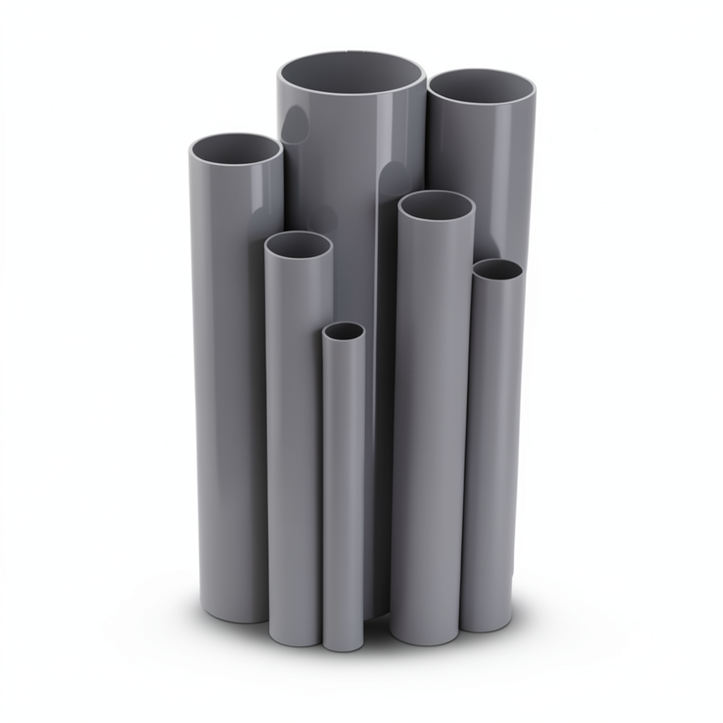 UPVC Pipes 8 Inch Thickness 12.90 mm Pressure 17.2 Bar Gray