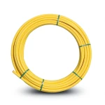 لفة أنابيب HDPE المنى ضغط 8 بار PE 80 قطر خارجي 75 مم سمك 6.8 مم لون أصفر