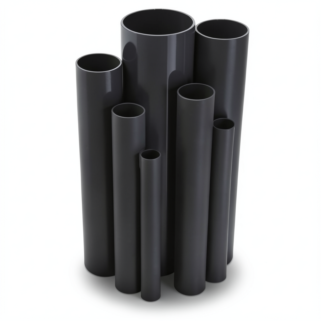 UPVC Pipes 8 Inch Size 12.90 mm Thickness 17.2 Bar Pressure Black