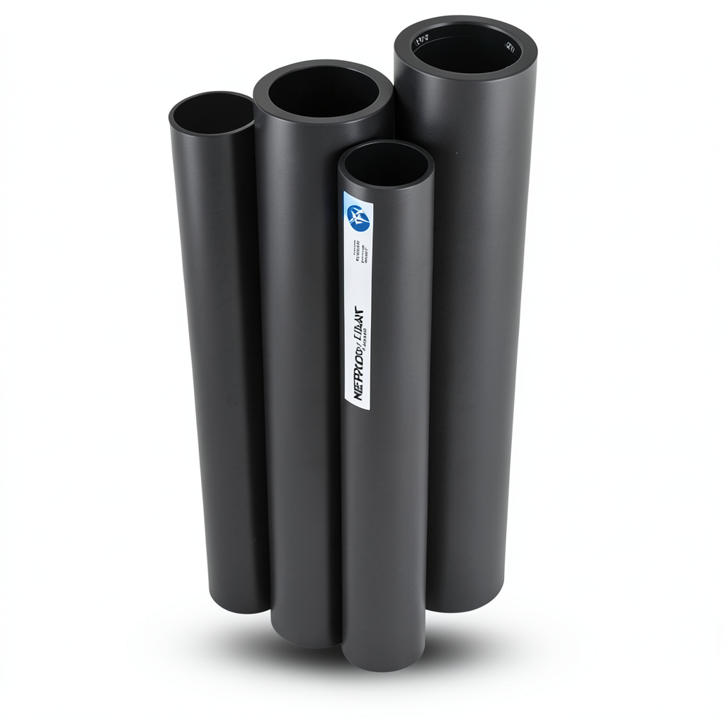 أنابيب HDPE PE 100 ضغط 10 بار قطر خارجي 140 مم سمك 8.3 مم لون أسود | نيبروبلاست