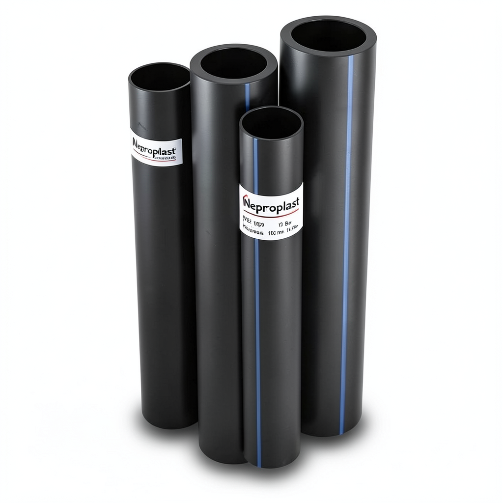 أنابيب HDPE نيبروبلاست PE 100 ضغط 10 بار قطر خارجي 160 مم سمك 9.5 مم لون أسود | نيبروبلاست