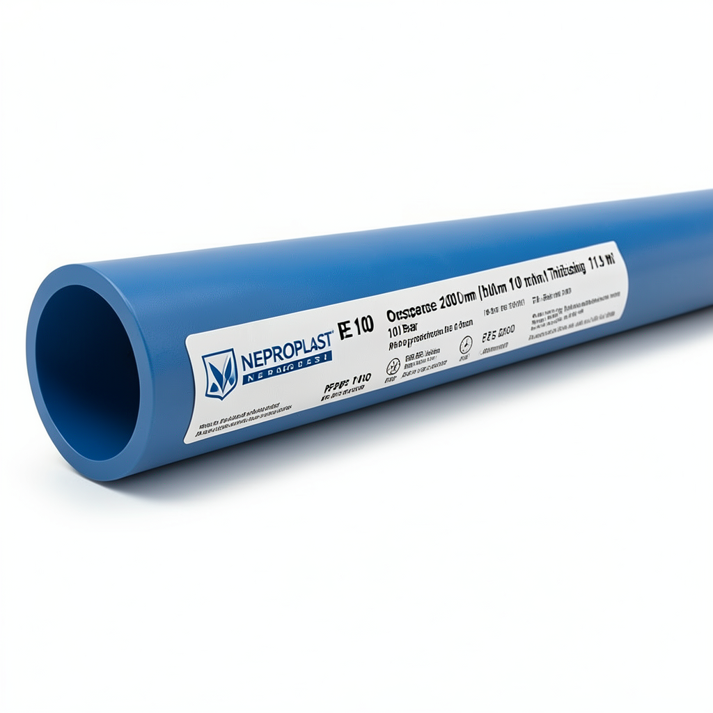 HDPE Pipes PE 100 Pressure 10 Bar Outside Diameter 200 mm Thickness 11.9 mm Blue | NEPROPLAST