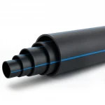 مواسير HDPE ضغط  10 بار [PE 80] قطر خارجي 200 مم  SDR 13.6  لون اسود مع خط ازرق | مصنع المنى