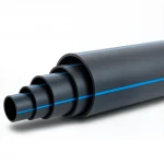 أنابيب بلاستيك HDPE ضغط  12.5 بار [PE 100] قطر خارجي 250 مم  SDR 13.6  لون اسود مع خط ازرق | مصنع المنى