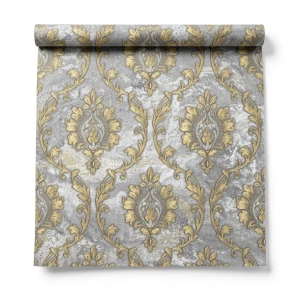 Classic Wallpaper Gray and Gold, 10m x 1.06m, Model 83652