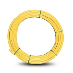 لفة أنابيب HDPE المنى ضغط 8 بار PE 80، قطر خارجي 140 مم، سماكة 12.7 مم، لون أصفر