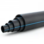 HDPE Polyethylene Pipe  Nominal Pressure 10 Bar [PE 80] OD 560 mm  SDR 13.6  Color Black with Blue Stripes | Almona Factory