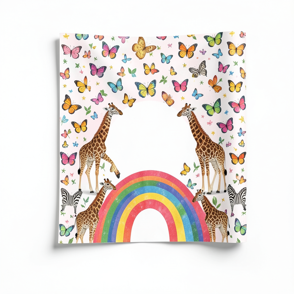 Safari Rainbow Personalized Kids Wallpaper Mural