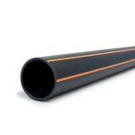 أنابيب HDPE ضغط 10 بار PE 100 قطر خارجي 400 مم سماكة 36.4 مم أسود مع خطوط برتقالية