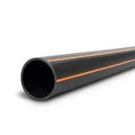 مواسير HDPE ضغط 10 بار PE 100 قطر خارجي 355 مم سماكة 32.3 مم اسود مع خطوط برتقالي