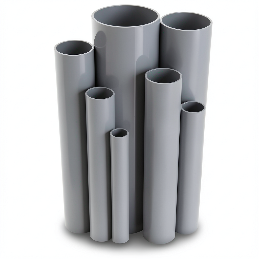 مواسير UPVC ضغط 45 بار قطر خارجي 21.2 مم سمك 3.7 مم لون رمادي